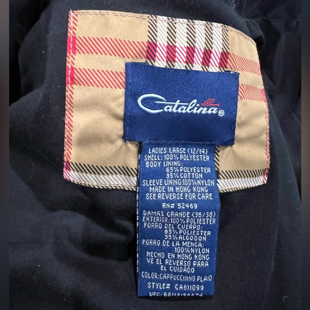 Catalina Plaid Windbreaker Drawstring Rain Jacket Fall Designer Vibes L 14 16 - Picture 6 of 6